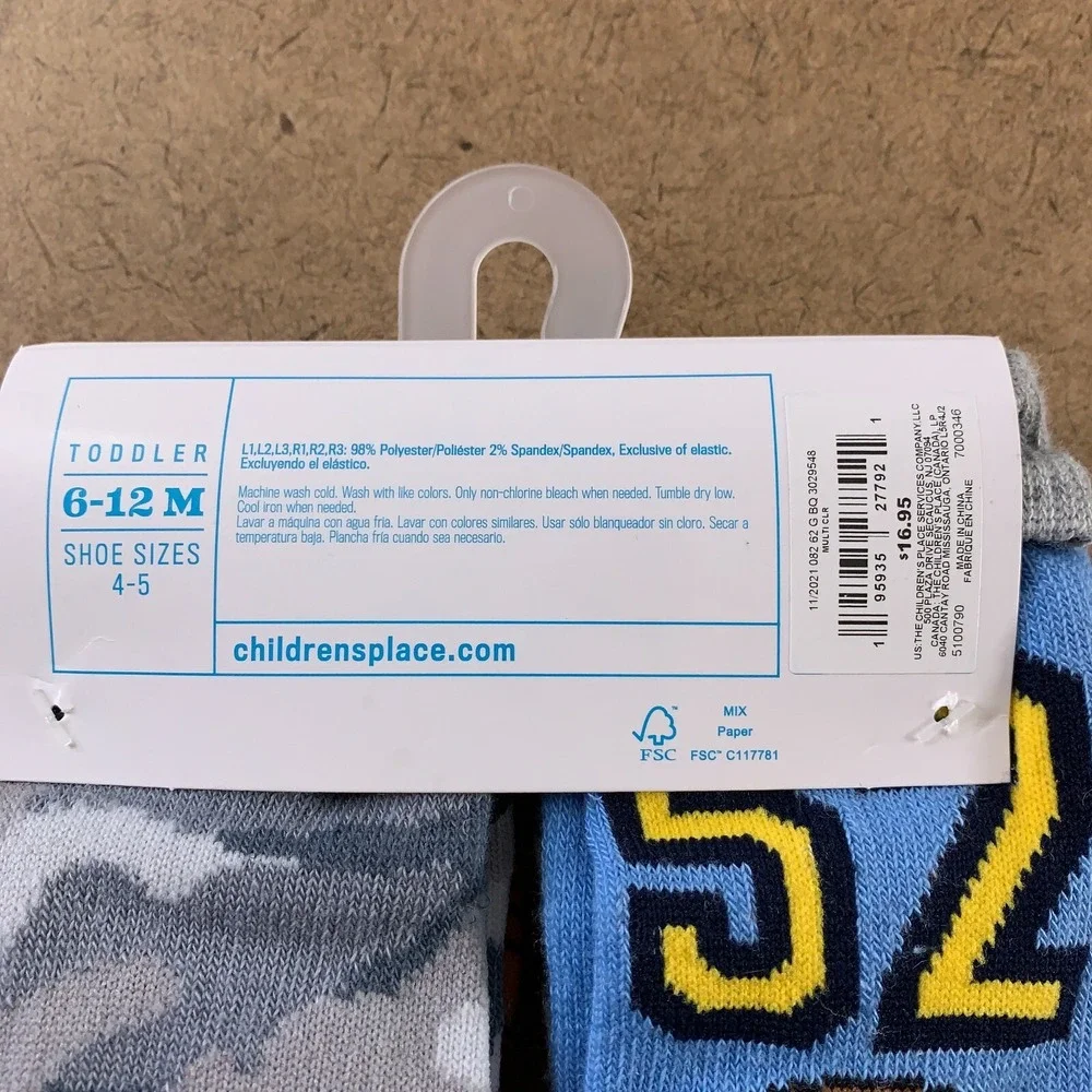 The Children's Place Baby Boys Size 6-12 Months Sport Ankle Socks 6-Pack NWT